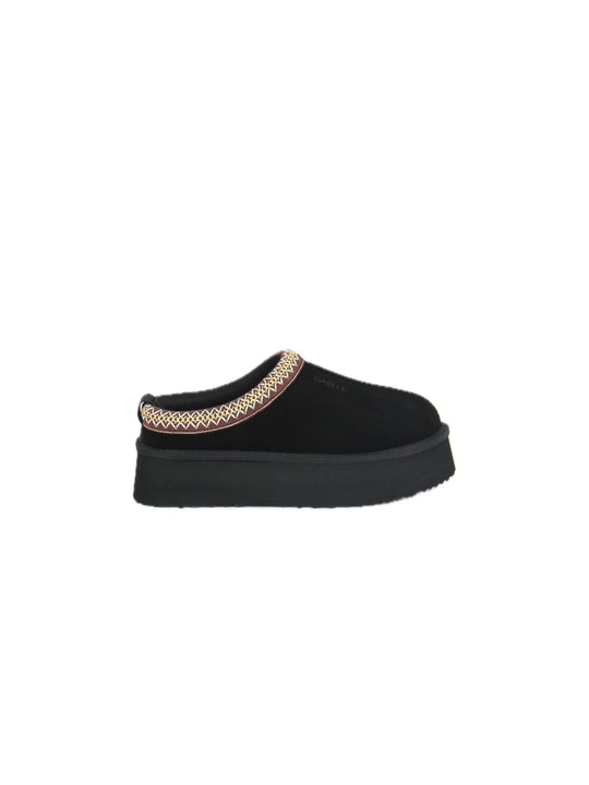 Eskimo Boots Sabot In Suede Con Bandain Macrame- Nero