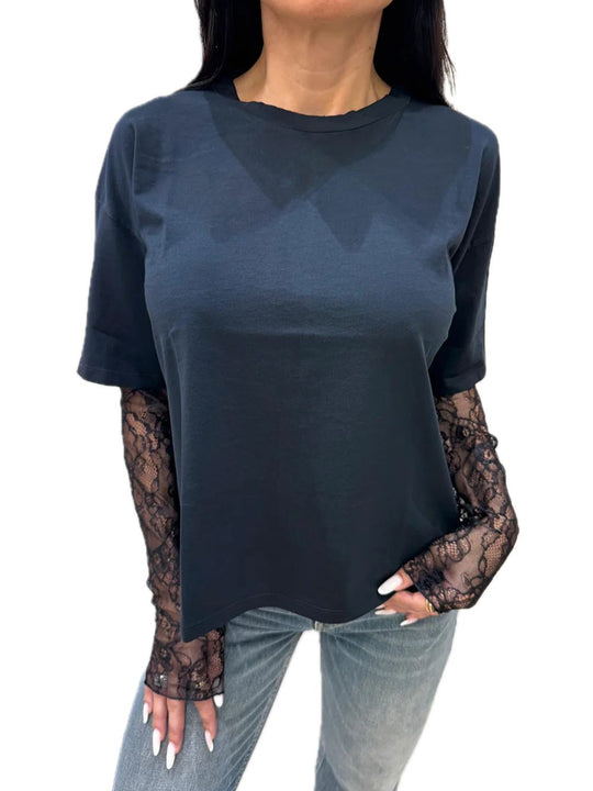 Maglia c/Pizzo - Nero