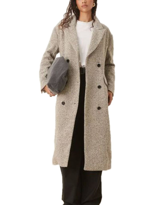 LAdies Coat - Stone Harringbone