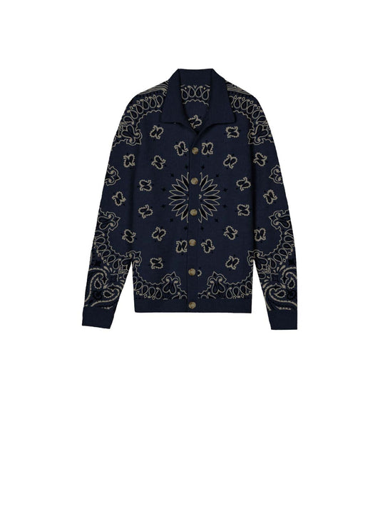 Polo Shirt Long Sleeves Knitting MPLK Bandana - Navy