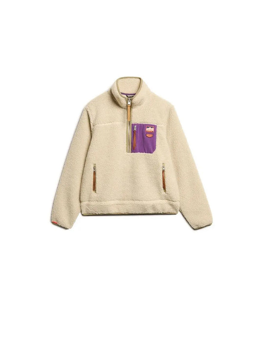 Vintage Retrò Half Zip Fleece - Oatmeal Beige