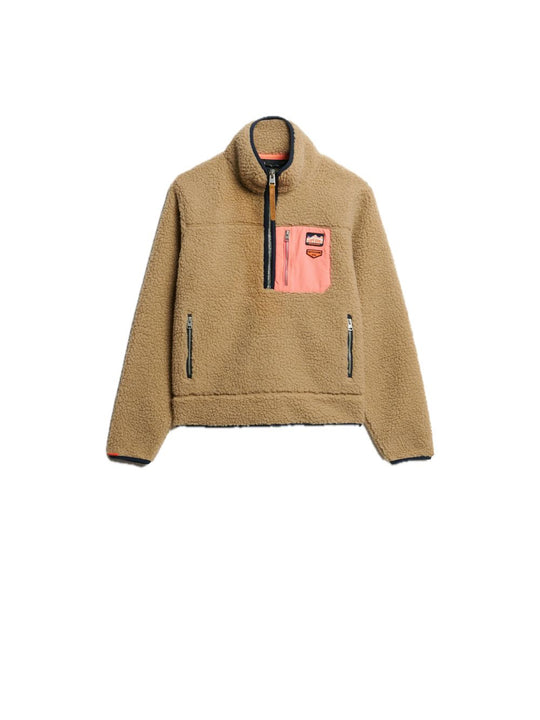 Vintage Retrò  Half Zip Fleece - Classic Tan Brown