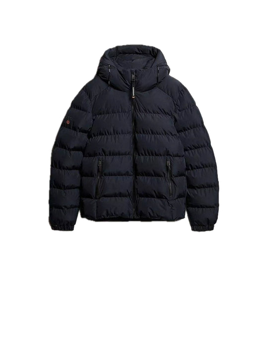 Hooded Sports Puffer Jacket - Eclipse Navy