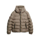 Hooded Sports Puffer Jacket - Winter Twig Beige