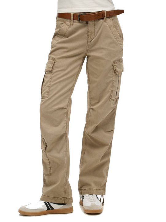 Low Rise Straight Cargo Pant - Deep Beige