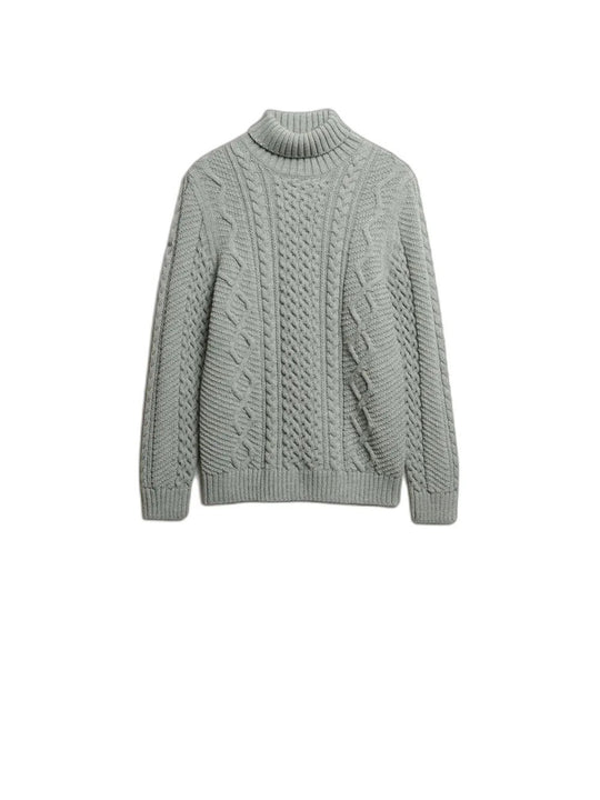 Jacob Cable Roll Neck Jumper - Mid Grey
