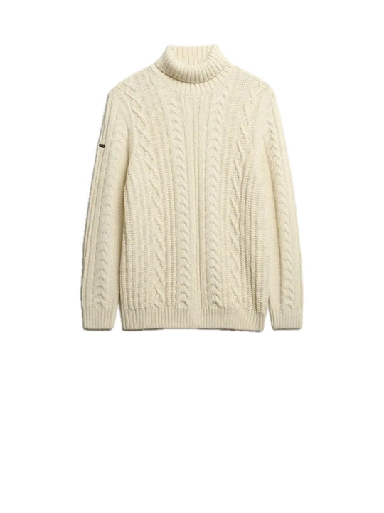 Jacob Cable Roll Neck Jumper - Winter White