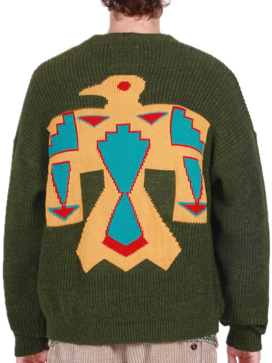 Cardigan Oversize Con Jacquard - Verde