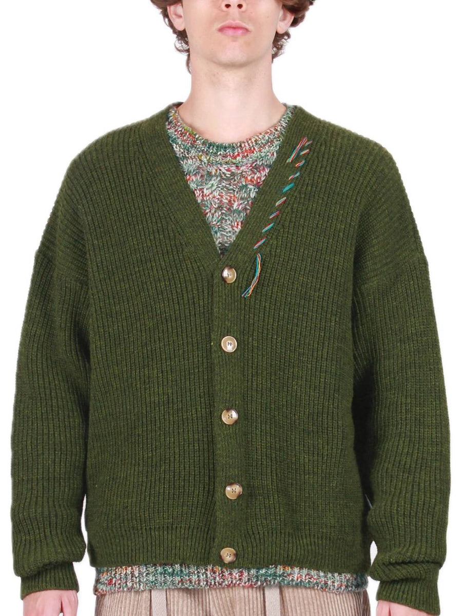 Oversized Jacquard Cardigan - Green — 2