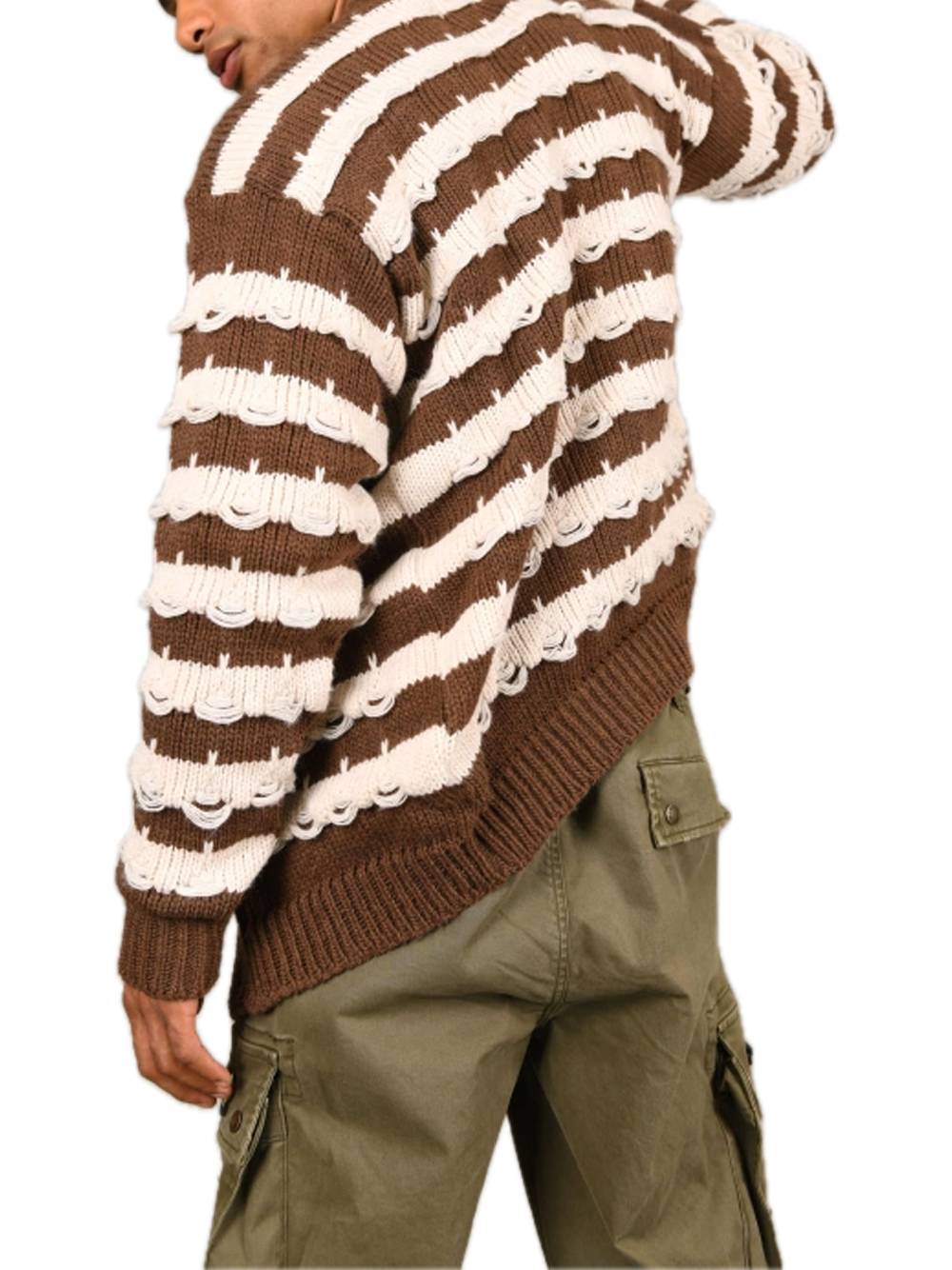 Striped Cardigan - Dark Brown — 2
