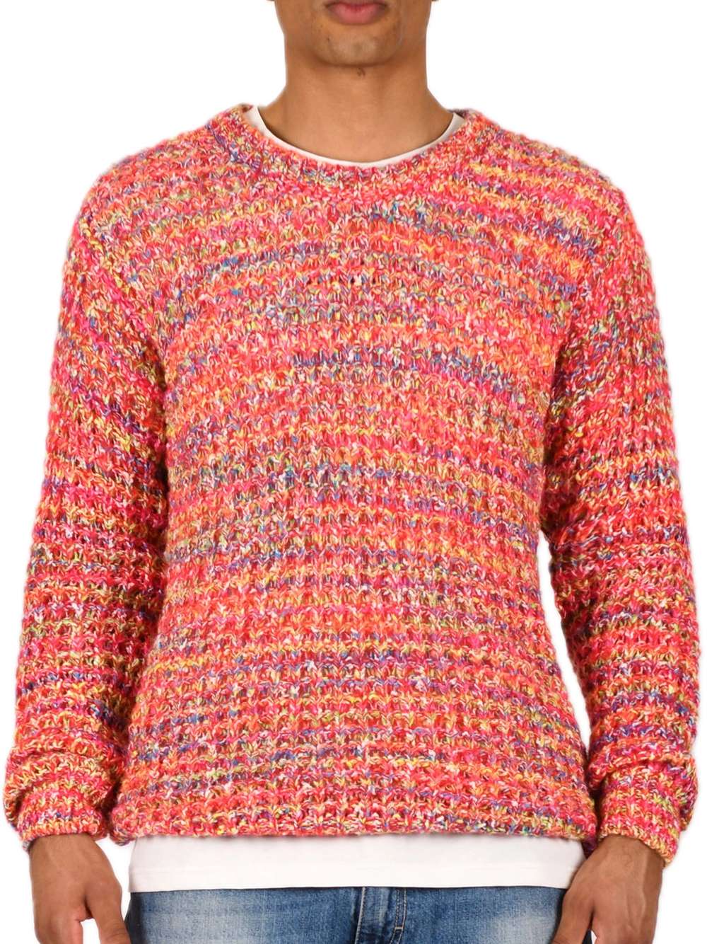 Corn-Stitch Crew Neck - Red — 1