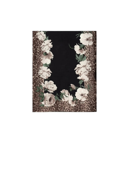 Stola Flower Animalier 70x180 - Nero