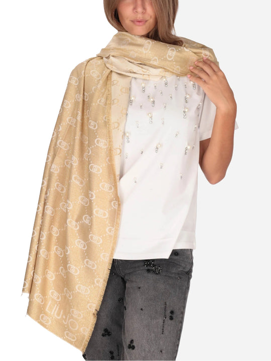 Stola Full Lurex Logo - Light Gold