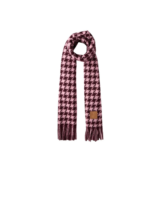 Stola Mix Pattern Jacquard - Red Aubergine/Pied De Poule