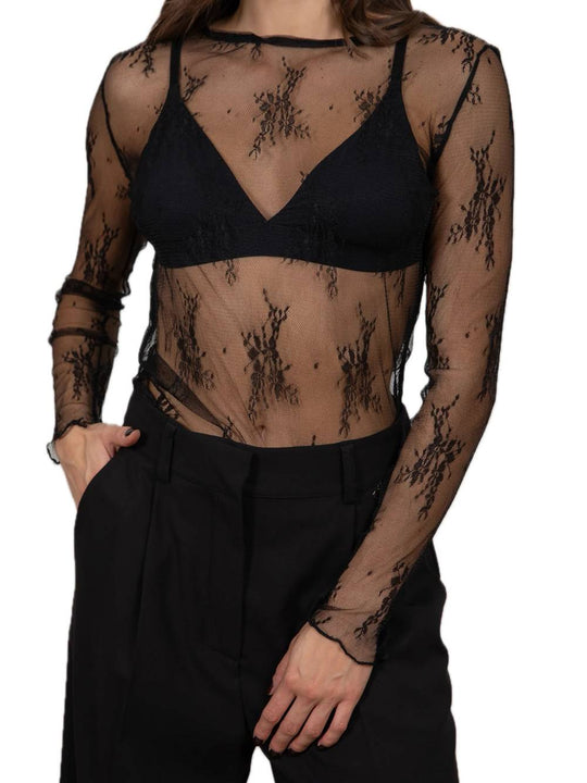 Girocollo In Pizzo - Nero