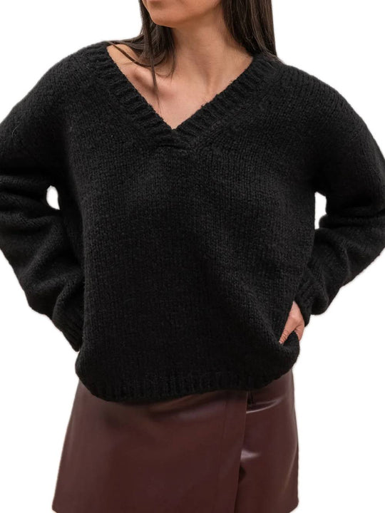 Knitwear Scollo a V - Nero