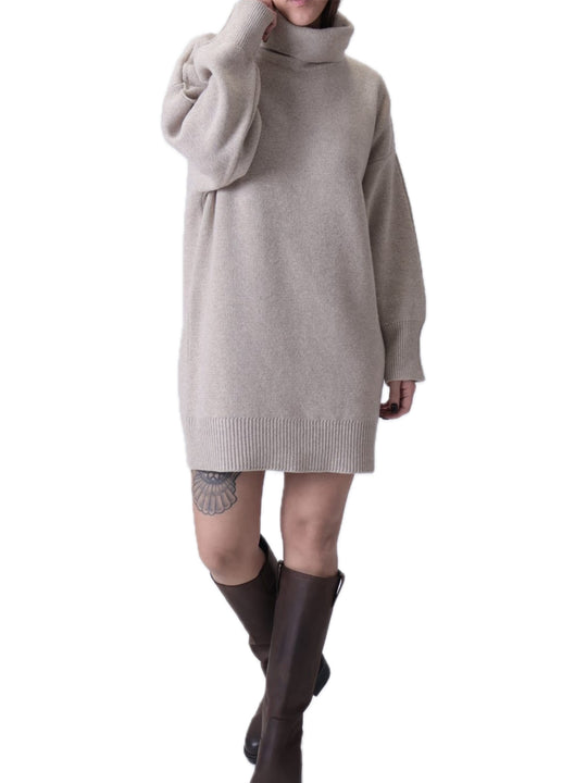 Abito Collo Alto - Beige