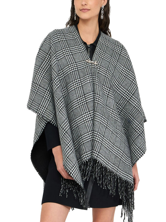Poncho P/Di Galles - Nero Bianco Lana