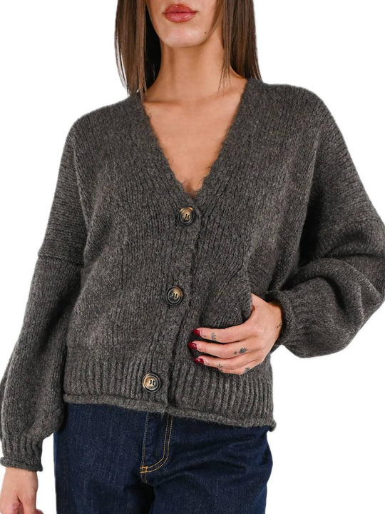 Cardigan 3 Bottoni - Fango
