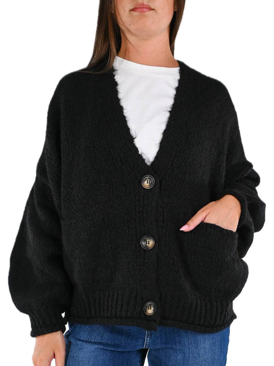 Cardigan 3 Bottoni - Nero