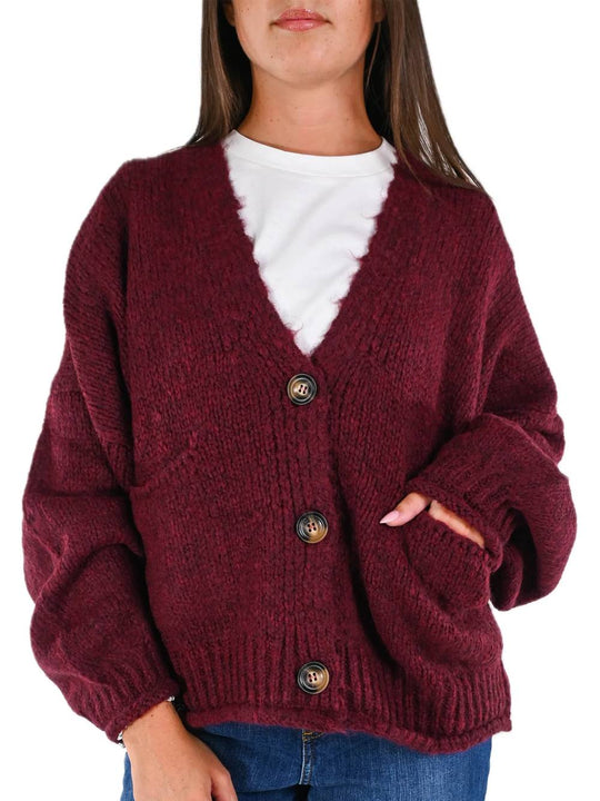 Cardigan 3 Bottoni - Vino