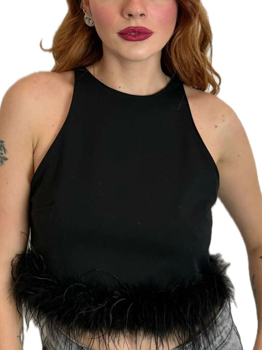Top Piume - Nero