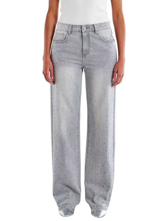 Pantalone Jeans Strass - Grigio