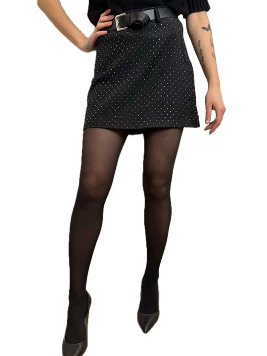 Mini gonna Paillettes - Nero Brillantini Argento