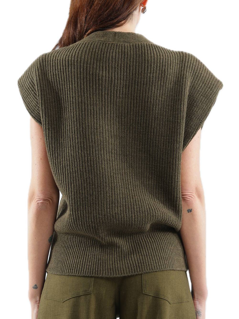 Gilet Punto Pannocchia Spalline & Bottone - Militare — 3