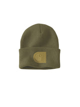 Knit Cuffed C Patch Beanie - Green