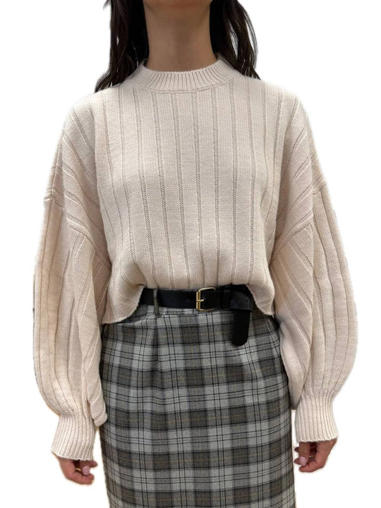 Maglia Crop Maxi Manica - Panna