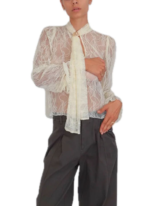 Blusa Con Fusciacca E Fermanodo - Burro