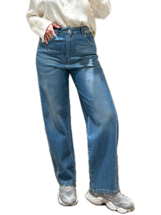 Pantalone Barrel Tagli - Denim