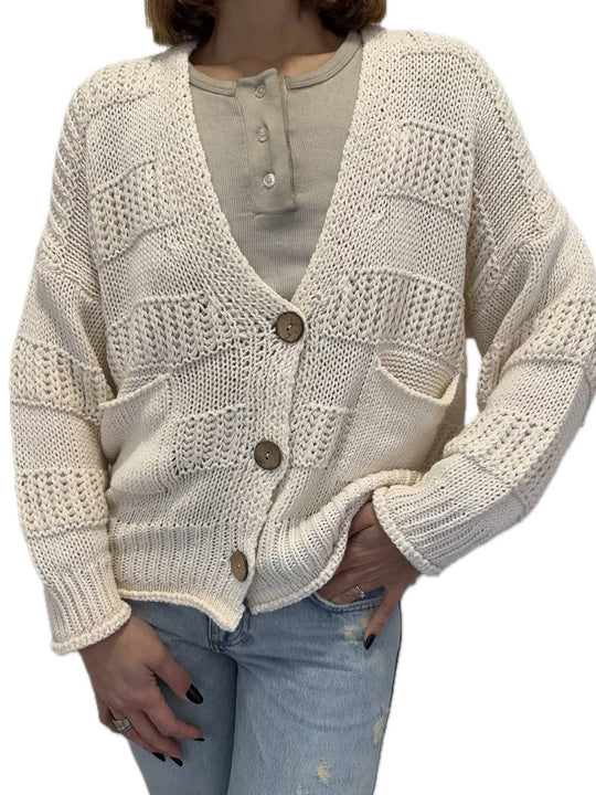 Cardigan Bottoni Bande Rilievo - Calce