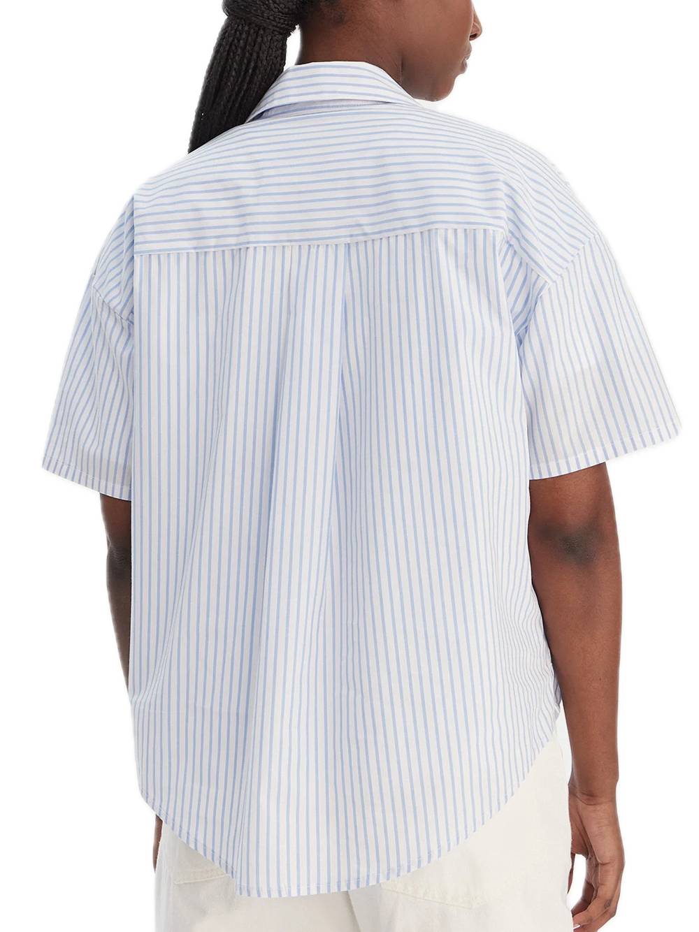 Relaxed Poplin Ss Shirt - Sera Stripe Blue Descent — 2