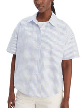 Relaxed Poplin Ss Shirt - Sera Stripe Blue Descent