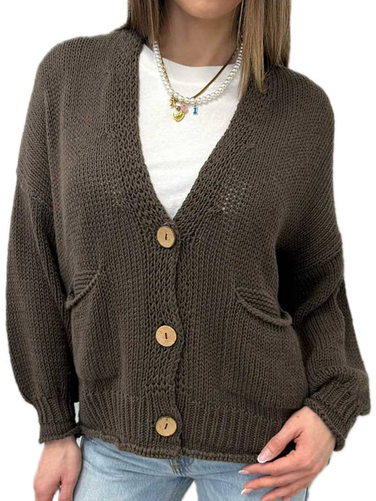 Cardigan Bottoni Tasche - Moro