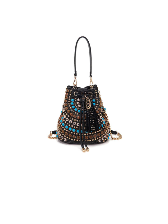 Andromeda Stones Bucket Raphia + Synt. - Black