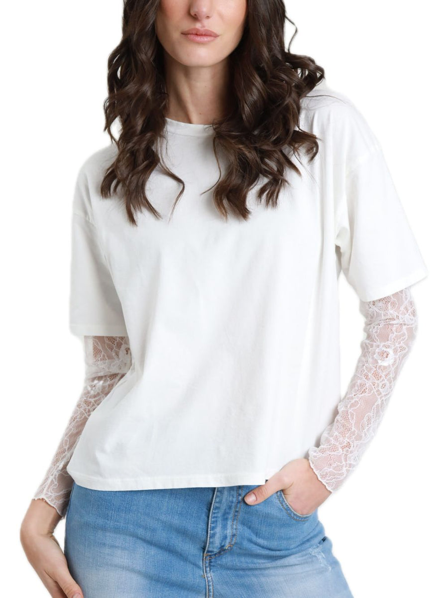 Lace-trimmed Top - Milk — 2