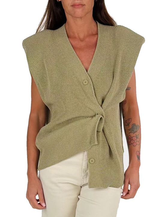 Gilet Bottone Lato - Kaki