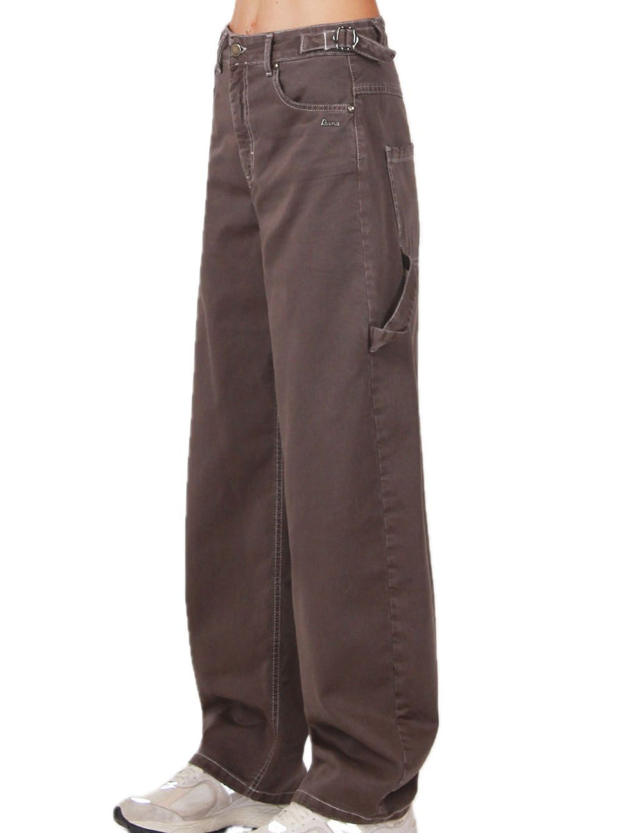 Colored Buckle Trousers - Dark Brown — 2