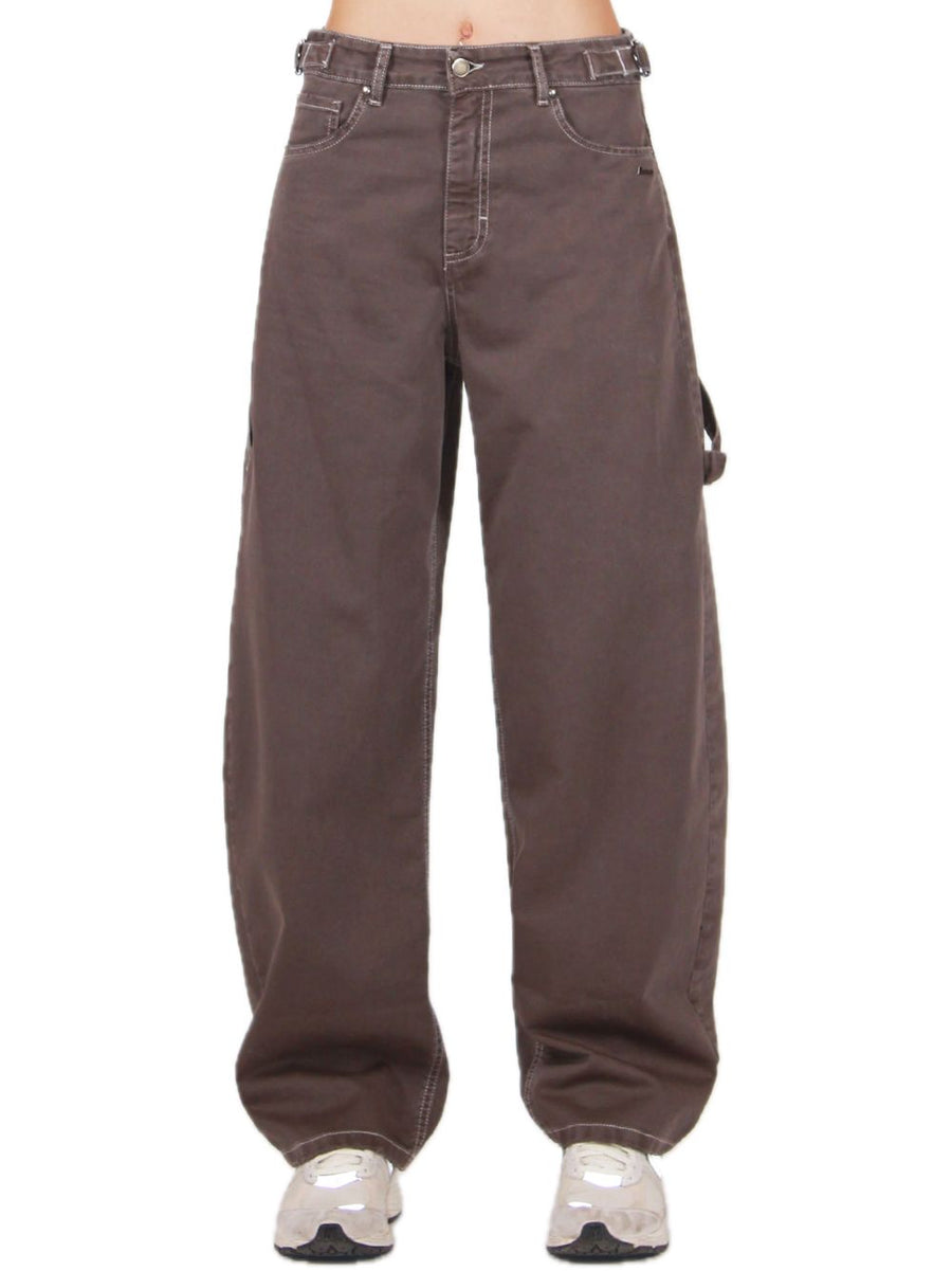 Colored Buckle Trousers - Dark Brown