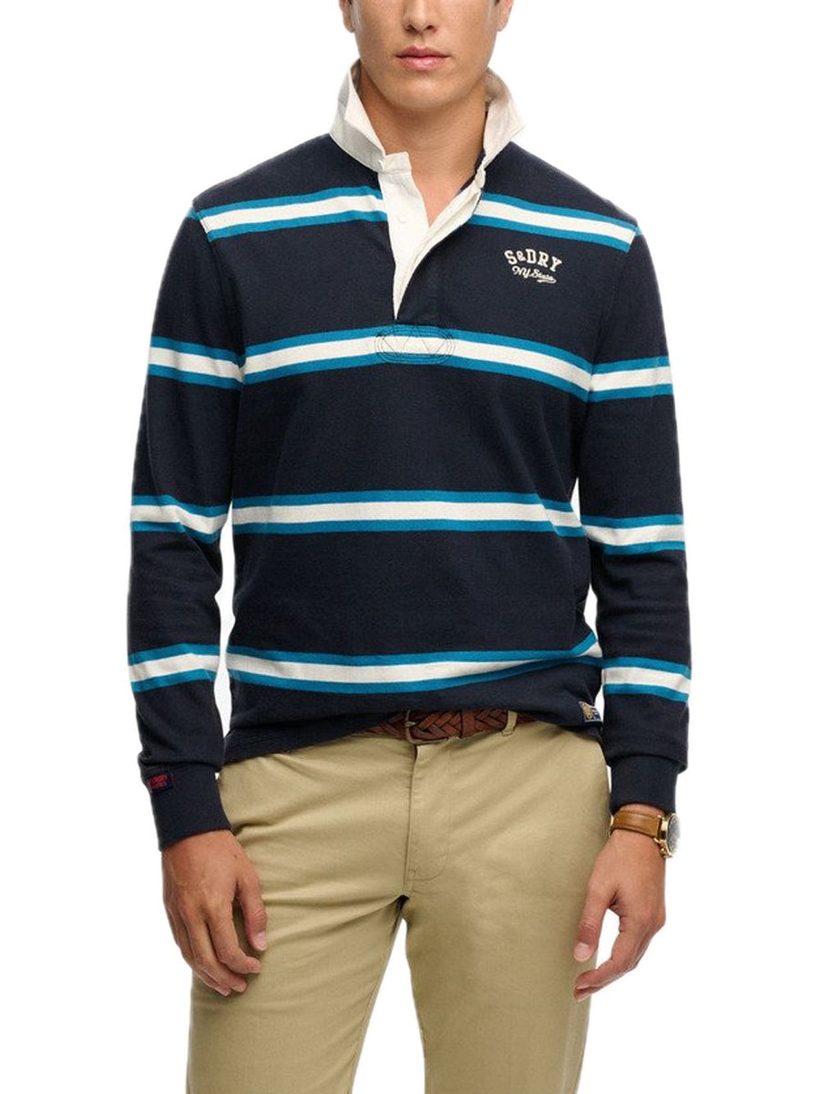 Vintage Athletic Stripe Rugby - Navy Stripe