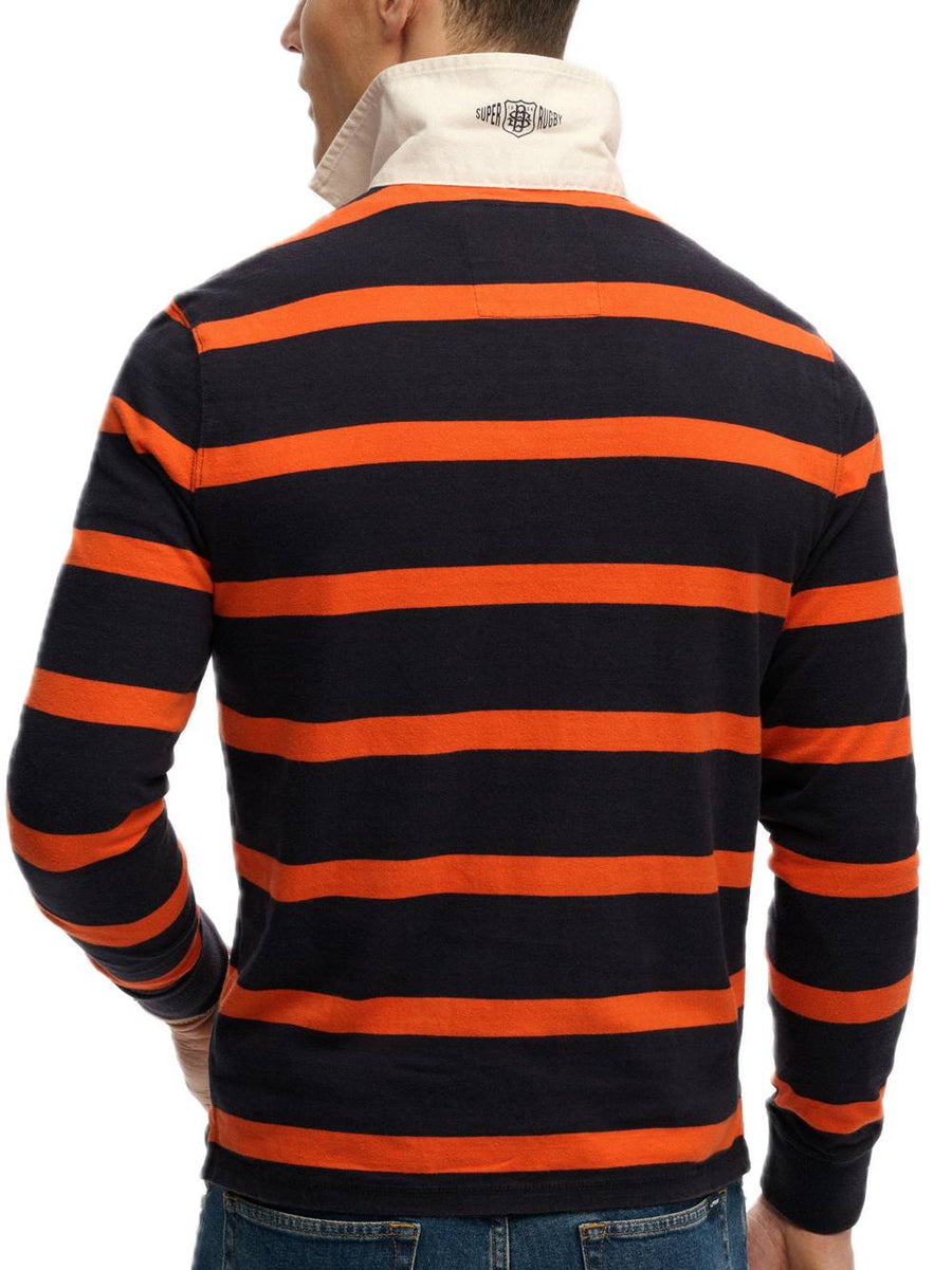 Double Emblem Stripe Rugby - Navy Orange Stripe — 2