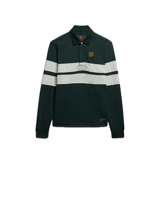 Vintage Athletic Stripe Rugby - Eagle Green Chest Band