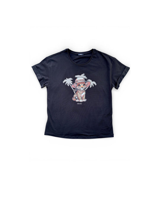 ECS T-Shirt Basica M/C - Nero/Small Leopard