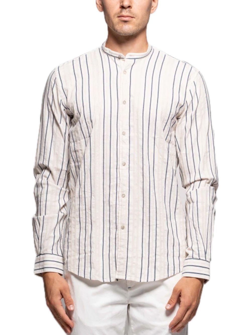 Camicia Coreana Riga Jacquard - Avorio — 1