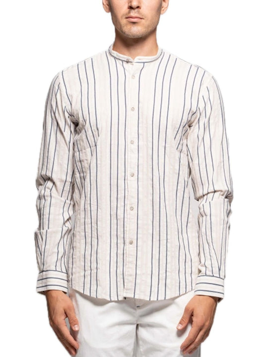 Camicia Coreana Riga Jacquard - Avorio