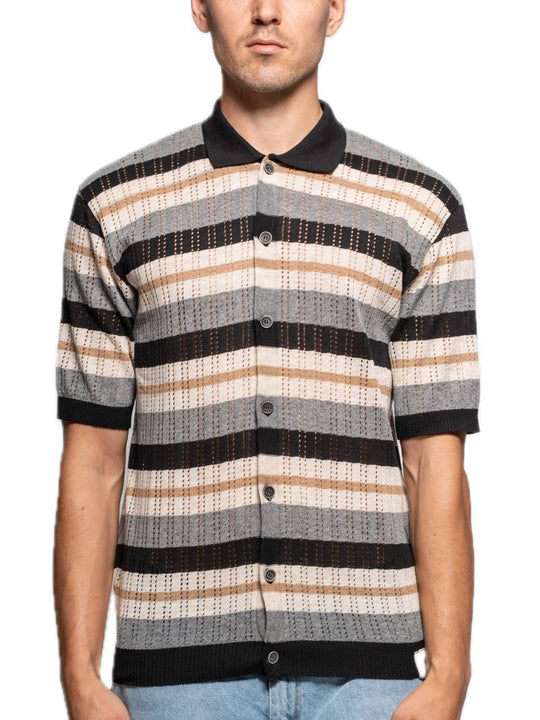 Camicia Maglia M/M Righe - Nero/Lino