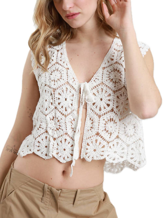Gilet Crochet - Bianco